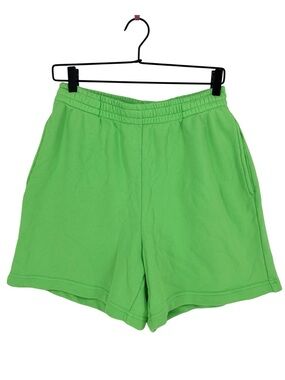 Skims Cotton Fleece Boyfriend Shorts Neon Green Small Casual Loungewear Oversize